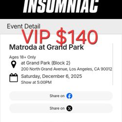 VIP Matroda @ Grand Park SATURDAY $140