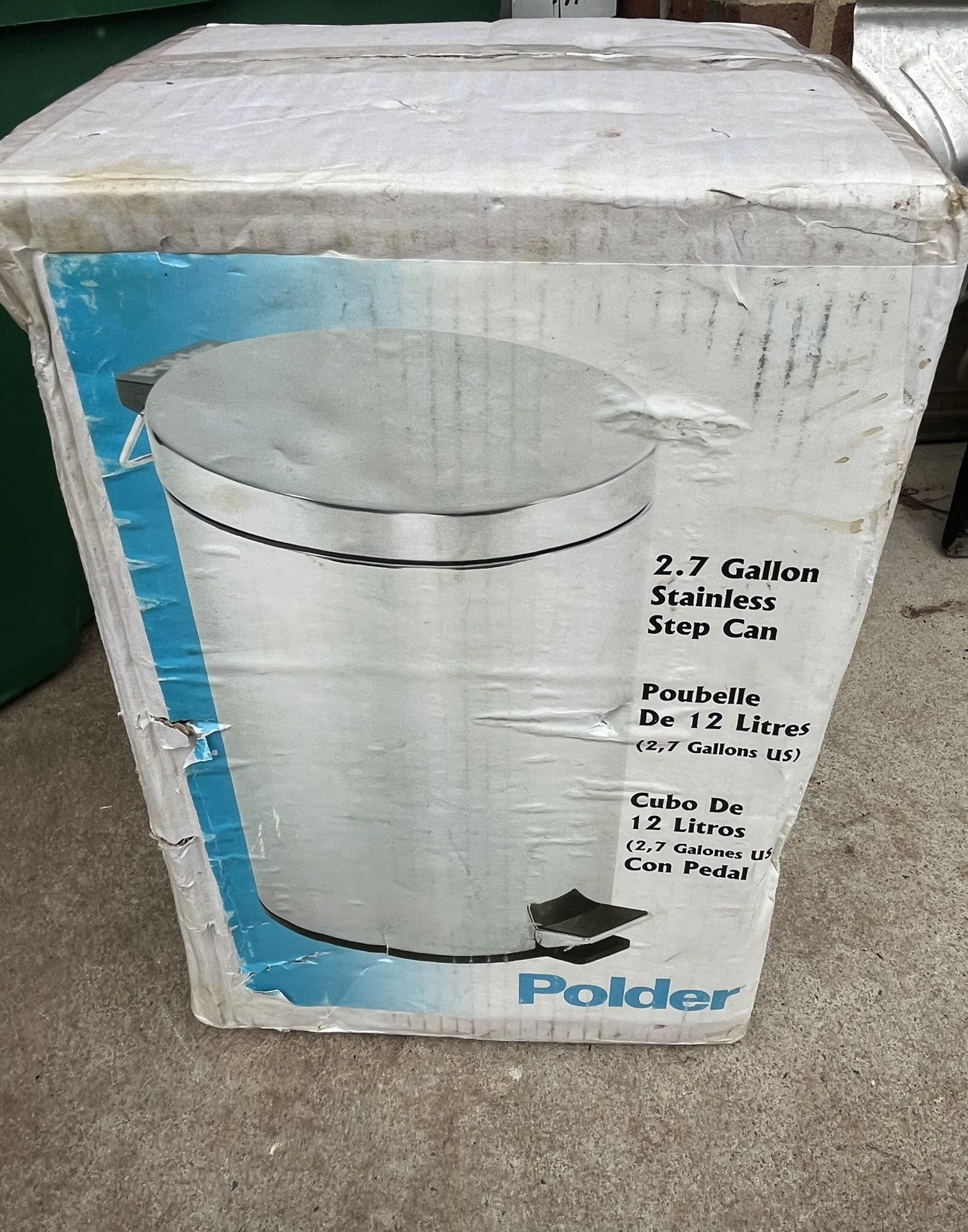 NEW - Polder 2.7 Gallon Stainless Steel Step Trash Can