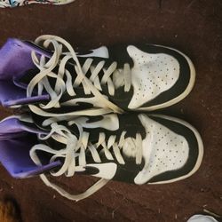 Nike Dunk High Top Athletic Sneakers Black White Purple Basketball Shoes