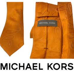 Burnt Orange Paisley Michael Kors Silk Tie 60” X 3”