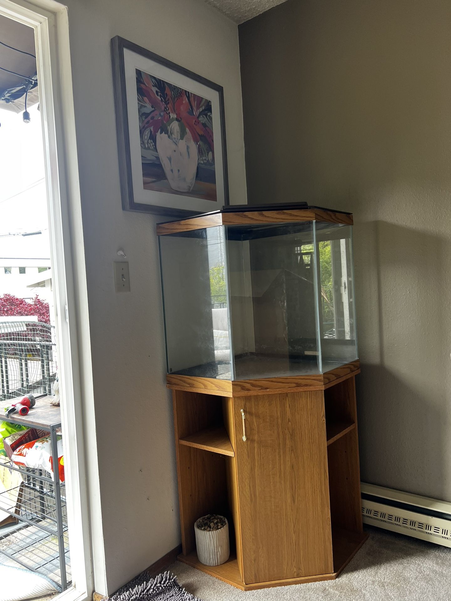 Wooden Stand And Fish Tank