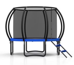 Betisef 10 FT Recreational Trampoline W/ Safety Enclosure Net – Indoor & Outdoor Use, Round Trampoline For Kids Blue