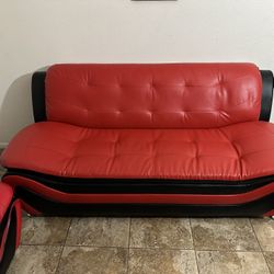 Red/Black Sofa Leather