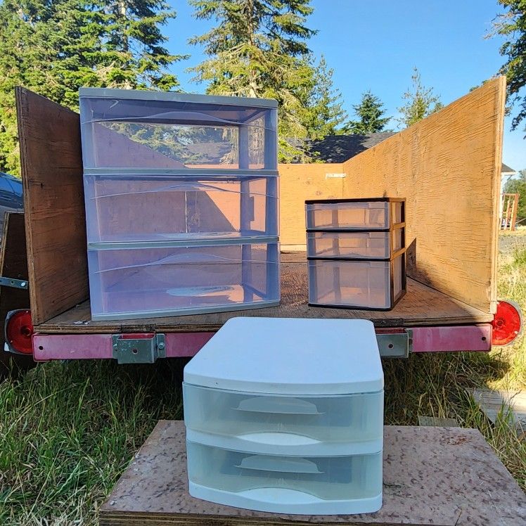 Three Different Plastic Storage Drawers