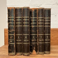 Antiquarian Decorative 1877 Book Set- Sveriges Historia 6 Volume Books