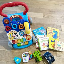 Baby toy bundle Includes Vtech Sit to Stand Learning Walker