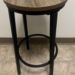 Industrial Style Stool With Metal Legs in Excellent Condition ~24” h x ~12” w - Great also as a small side table or plant