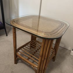 Wooden Glass Top Side Table