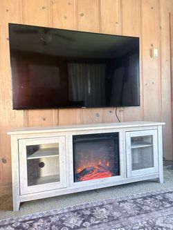 White Oak Fireplace TV Stand