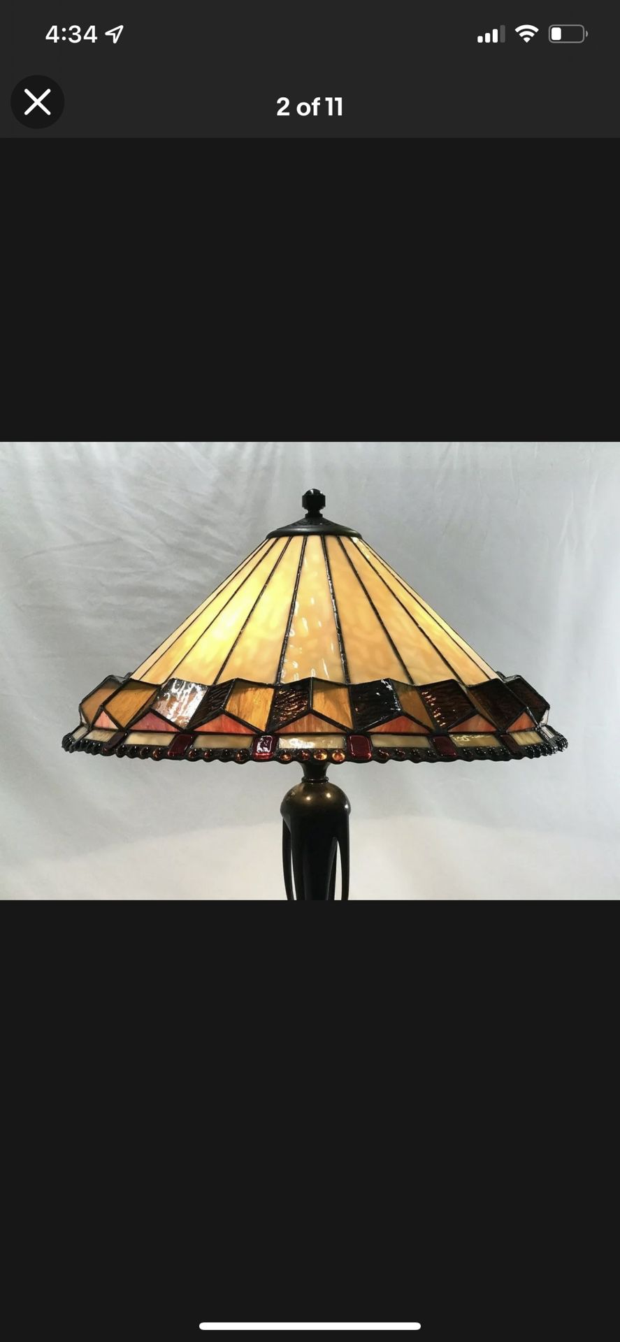 Vtg Stained Glass Lamp Shade Arts & Crafts Mission Tiffany Style 20" Large, Slag