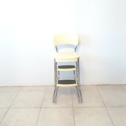 Vintage Cosco Step Ladder Stool Chair Yellow 