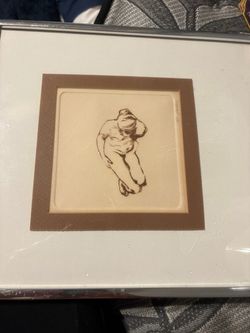 Framed Figure Sketch Print with Mat