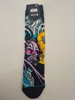 Stance Star Wars Warped R2-D2 Socks - Darth Vader & C-3PO Graphic - Size L