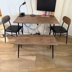 4 Piece Wooden Table Set