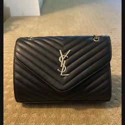 Black Cross Body Bag / Envelope Bag  With Gold Chain