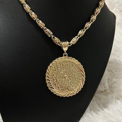 Turkish Chain With Aztec Calendar Pendant
