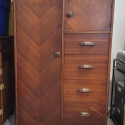 1930s Art Deco Waterfall Armoire 