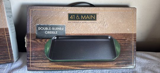 Enameled cast iron double burner griddle