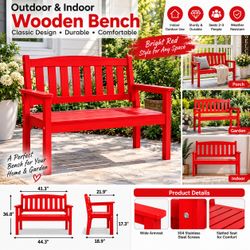 Wooden Bench - Red