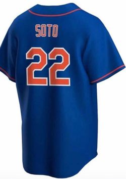 Mets SOTO 22 blue breathable stitched button front jersey ***READ BELOW