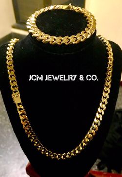 TODAY SALE ONLY!! Original Price $400 - 14K Gold Plated Flat Cuban Necklace & Bracelet SET