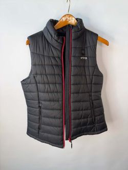 Ororo Heated Puffer Vest Womens Medium Black Red Zip No Battery