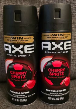 (2) AXE Fine Fragrance Collection Body Spray 72 Hour Freshness Cherry Spritz Aluminum Free, 2.9 oz