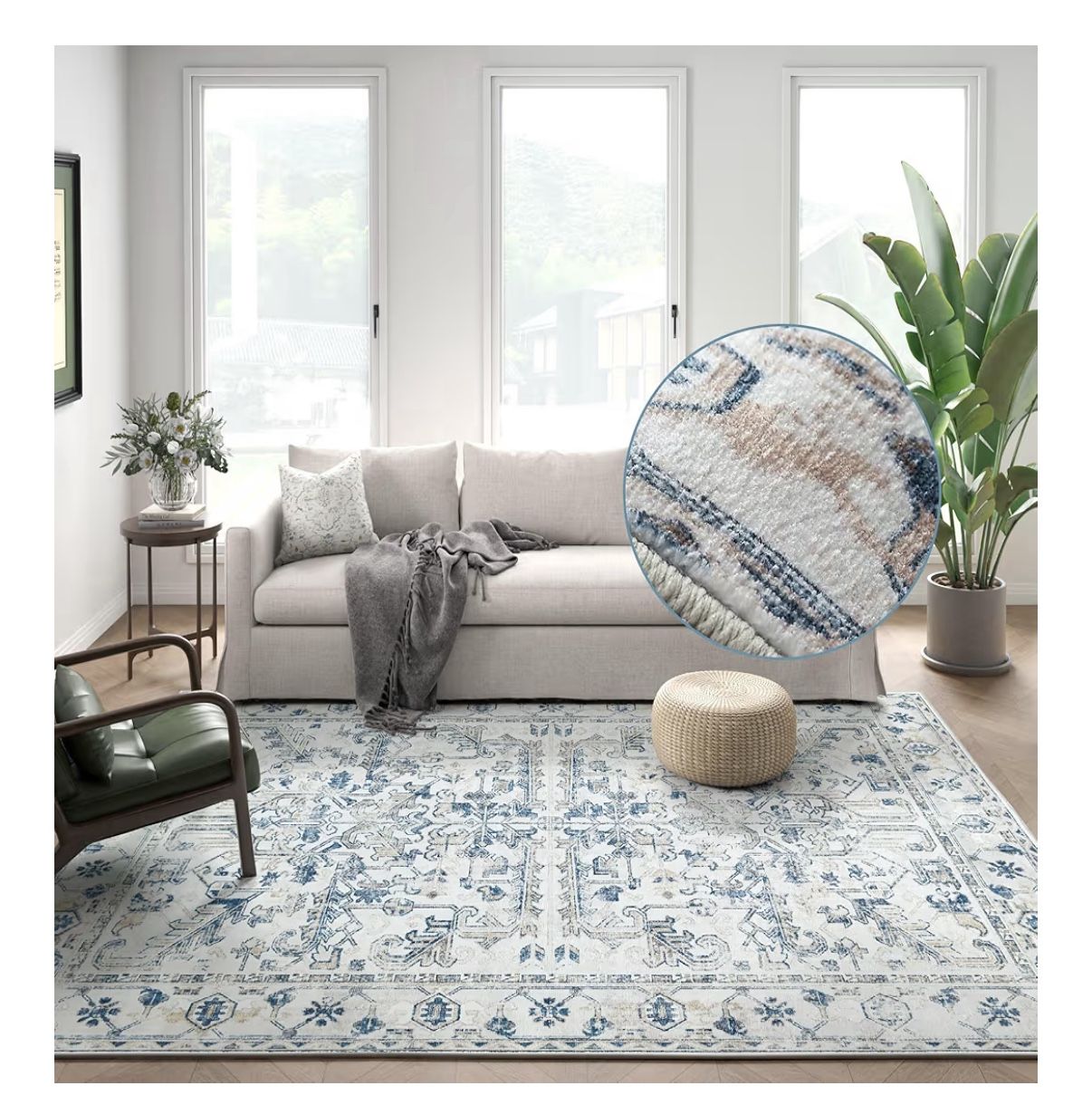 jinchan Area Rug for Living Room Throw Rug Floral for Bedroom Dining Room Home Office Nursery 8x10ft 8x10, Soft, Washable, Stain Resistant, Non-Slip,