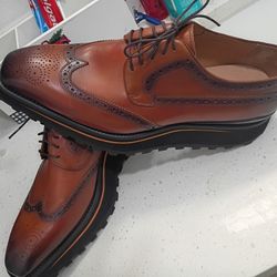 Divinchi Men's Brown Thick -Soled Calfskin Shoes 