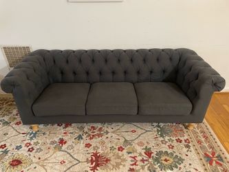Charcoal Gray Quentin Chesterfield Sofa (84” wide)