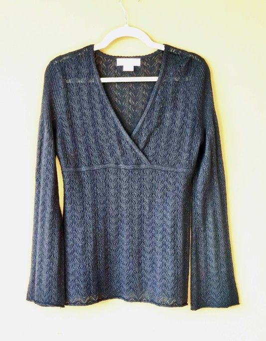 Michael Kors Black Sparkly Bell Sleeve Sweater  Top Women's Size M/ Medium