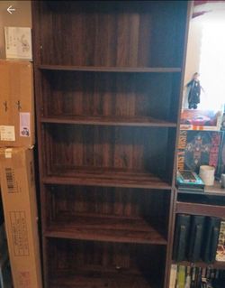 Tall Dark Brown Bookcase 5-Shelf