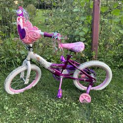 Huffy Disney Princess Kids Girls Bike With Training Wheels Pink Purple