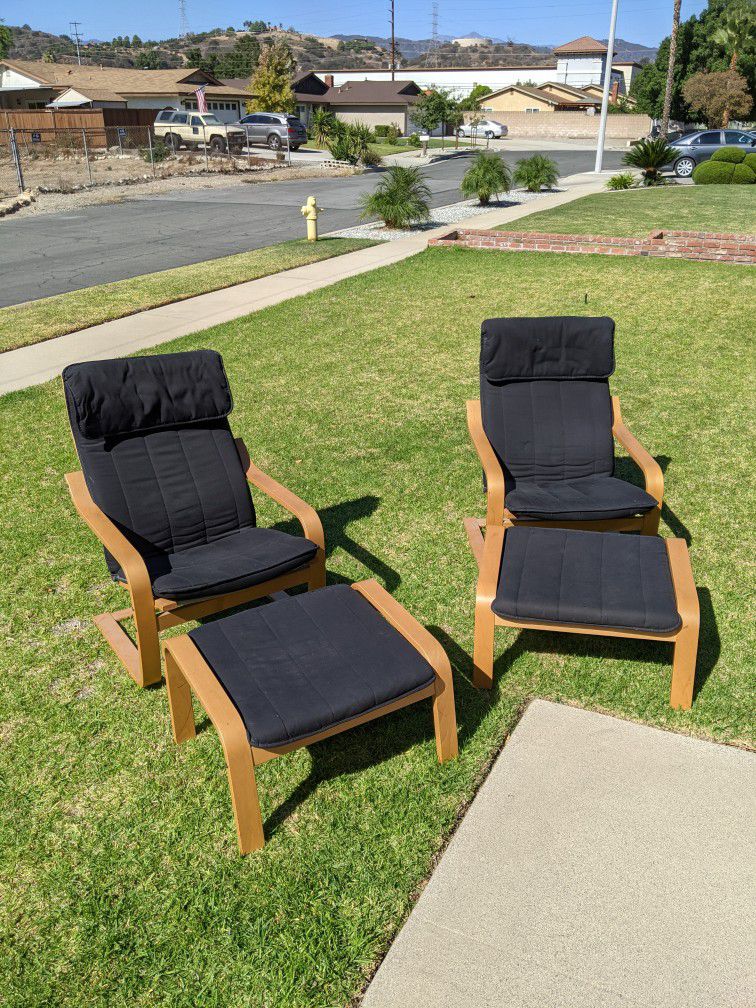 4-piece Set Of Spring Chairs & Ottomans