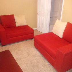 Red Paired Love Seats