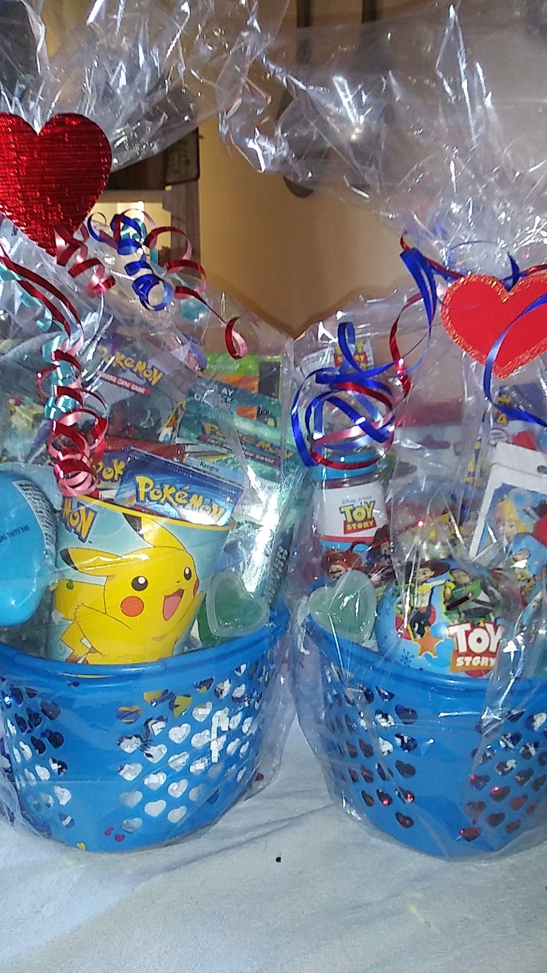 Pokemon and Toy Story 3 Valentine's Day gift baskets