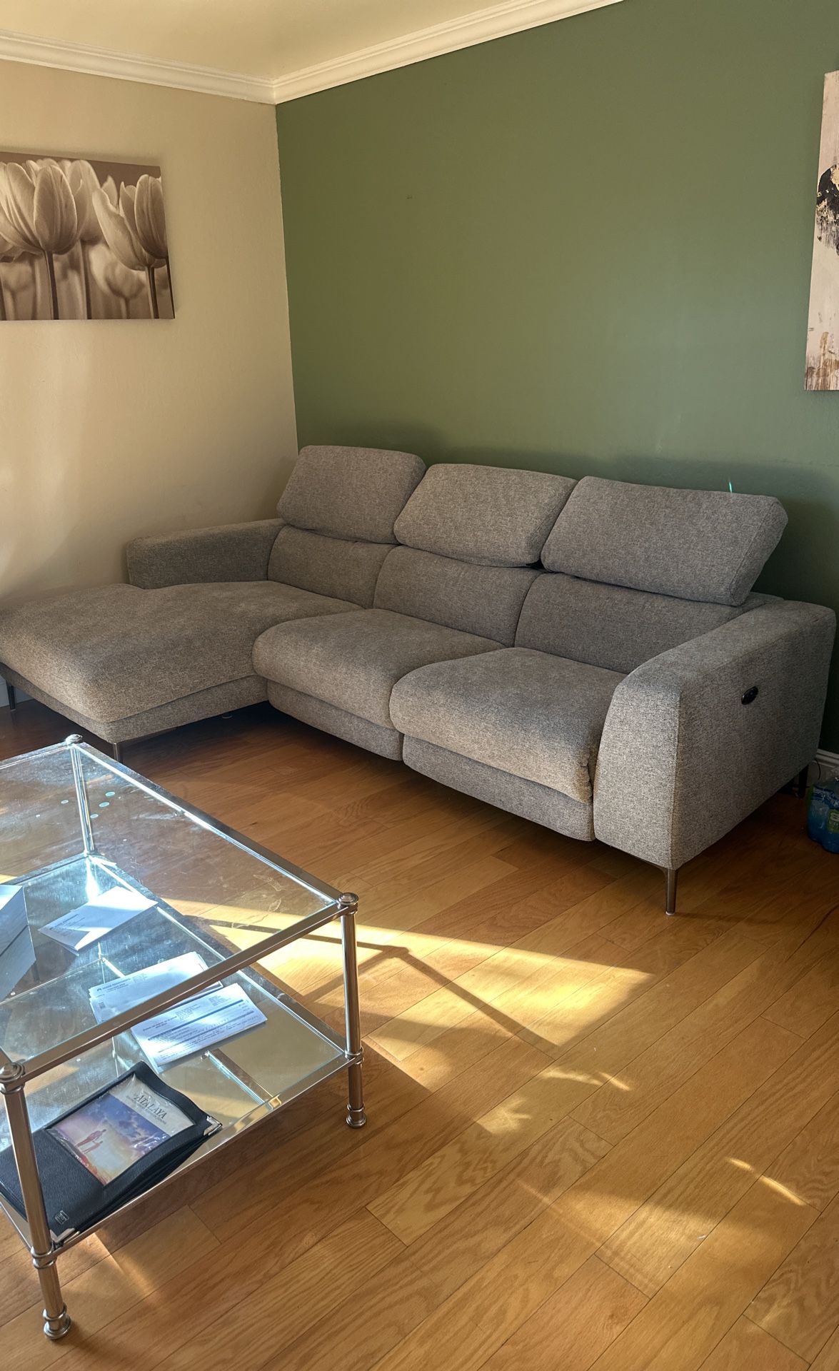 Grey 2 Piece Reclining Sectionol Couch
