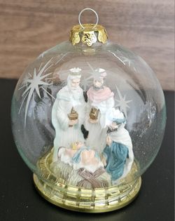 Glass Nativity Scene Ornaments