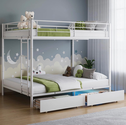 Full Over Full Metal Bunk Bed with LED Lights