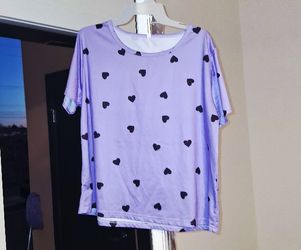 NEW woman Purple With Hearts Pj Set