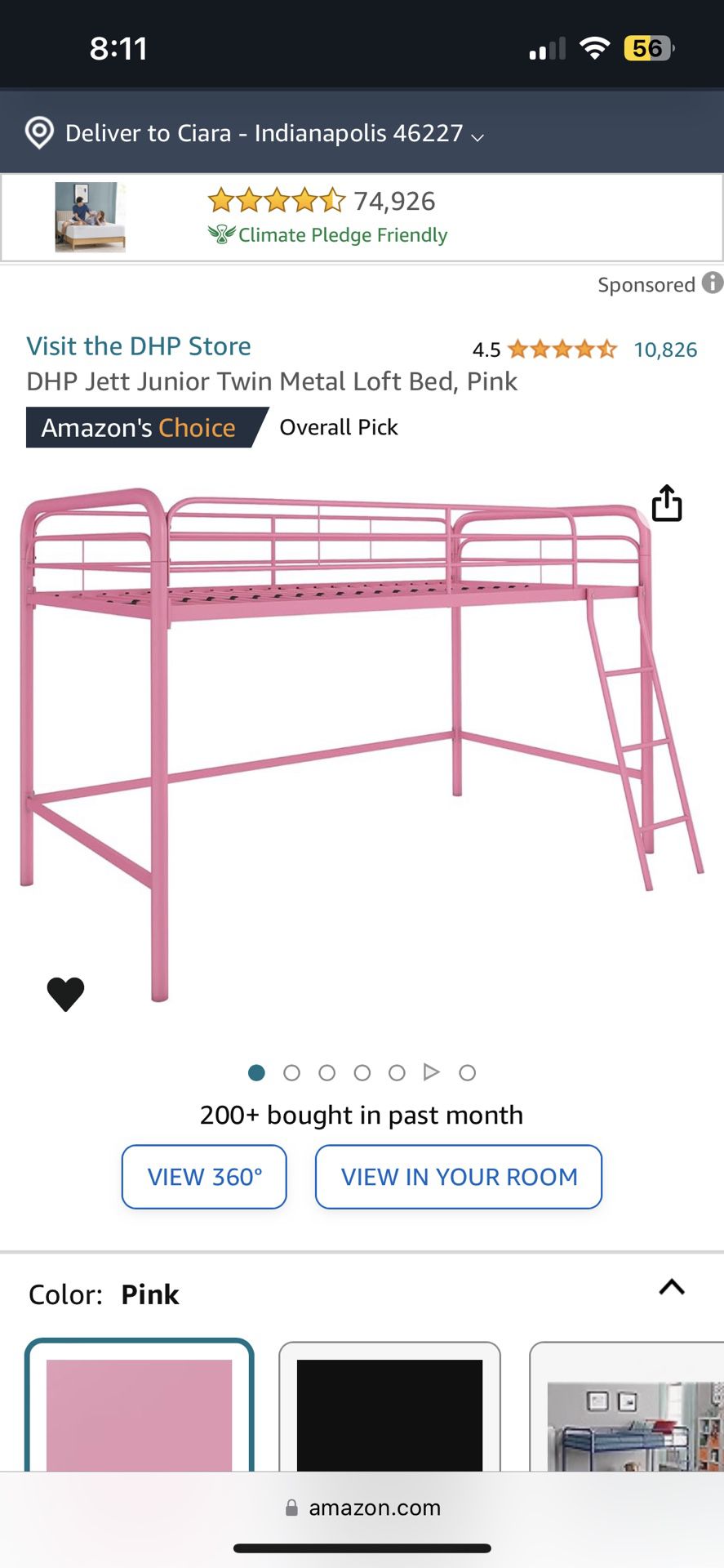 Pink Loft Bed 