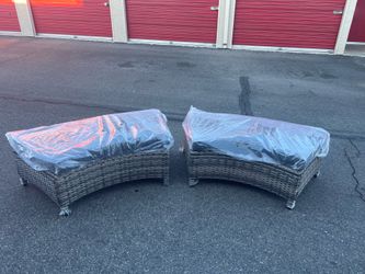 Half-Moon Ottomans Outdoor Patio Furniture Set of 2