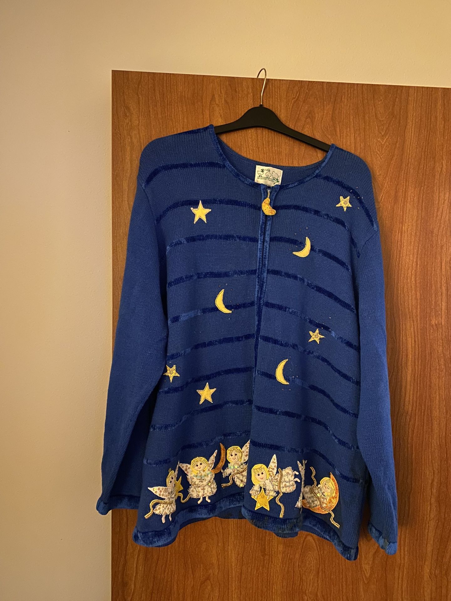 Vintage Quacker Factory Long Sleeve Zip Up Christmas Holiday Cardigan Sweater 3XL