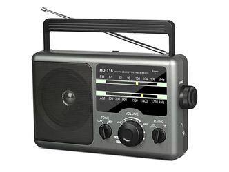 AM FM Portable Radio Battery Operated by 4X D Cell Batteries Or AC Power Transistor Radio with and Big Speaker, Standard Earphone Jack, High/Low Tone 
