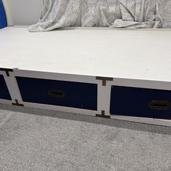 Wooden box bed twin size with three full size drawers