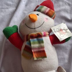 Plush Appeal Snowman Plush Christmas Stuffed Toy Scarf Holiday Decor Cute