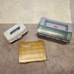 3 Tackle Boxes Filled With Fishing Gear. 