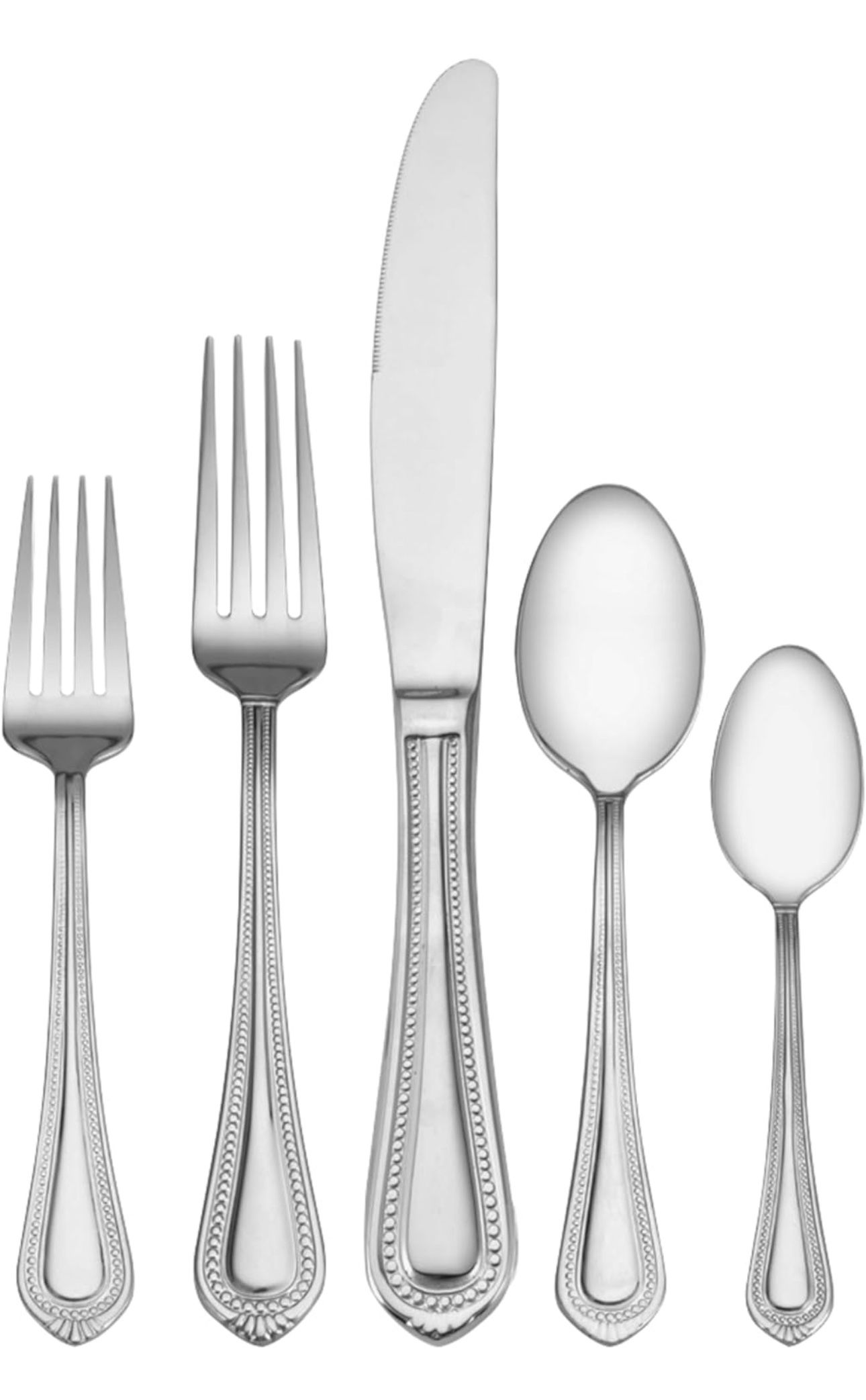 Mikasa, Regent Bead Flatware Service for 12, 65 Piece Set, 18/10 Stainless Steel, Silverware Set with Serving Utensils