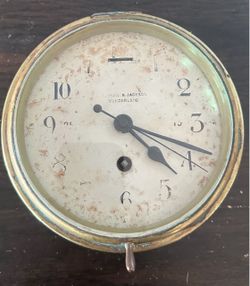 Antique Nautical Marine Bulkhead Ship Clock w Key Hutchinson & Jackson Sunderland England