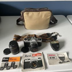 HALF OFF ORIGINAL PRICE! Vintage Pentax K1000 35mm Film Camera and Accessories